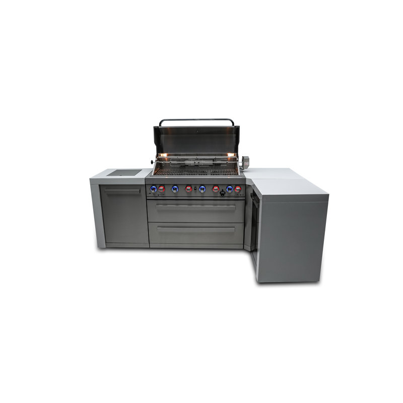 Mont Alpi Stainless Steel Series Mont Alpi 6 Burner Free Standing 115000 BTU Gas and Charcoal